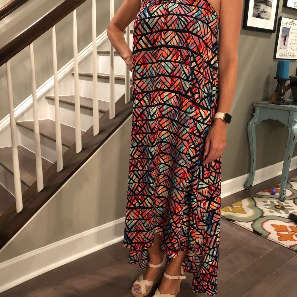 Pink Stitch high low maxi dress